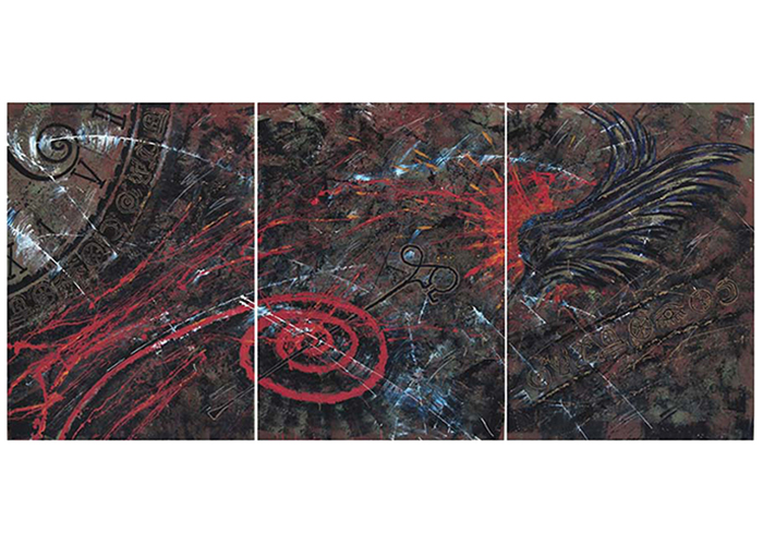 tick tack • 3teilig 140 x 300 cm • Acryl auf Karton-Kapaline